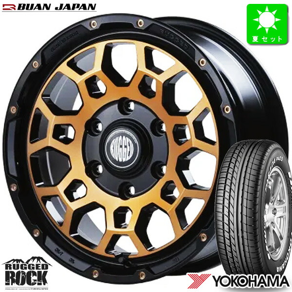 215/65R16C 109/107 ヨコハマ パラダ PA03 ホワイトレター 新品 サマータイヤ ホイール4本セット 舞杏 ラギッドロック BUAN RUGGED ROCK 16インチ 6.5J 6H139.7 OG 組込み済 バランス調整済 taiya 111,400円