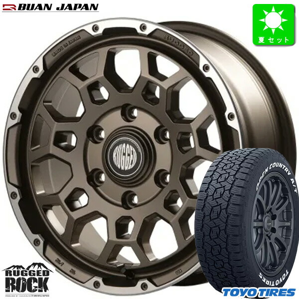 215/65R16C 109/107 トーヨー オープンカントリー A/T 3 ホワイトレター 新品 サマータイヤ ホイール4本セット 舞杏 ラギッドロック BUAN RUGGED ROCK 16インチ 6.5J 6H139.7 SGZ 組込み済 バランス調整済 taiya