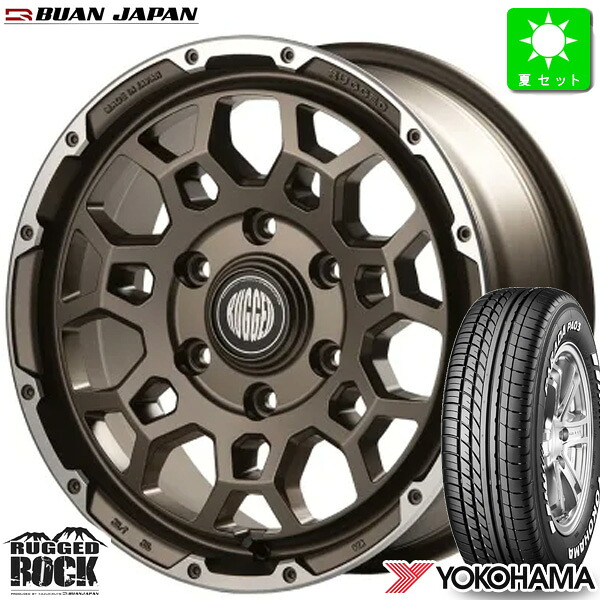 215/65R16C 109/107ヨコハマ パラダ PA03ホワイトレター新品 サマータイヤ ホイール4本セット舞杏 ラギッドロック BUAN RUGGED ROCK 16インチ 6.5J 6H139.7SGZ組込み済 バランス調整済 taiya|オールドギア店