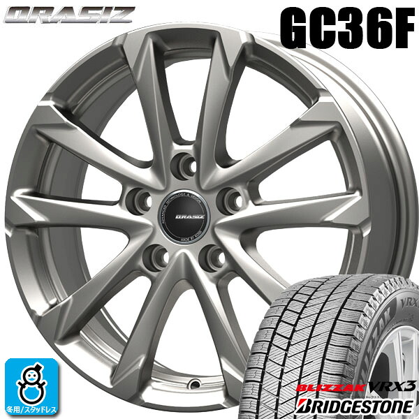 【2022年製】195/60R16 89Q ブリヂストン ブリザック VRX3 BRIDGESTONE BLIZZAK VRX3 新品 スタッドレスタイヤ ホイール4本セット KITジャパン クレイシズ GC36F 16インチ 6.5J 5H114.3 シルバー 組込み済 バランス調整済