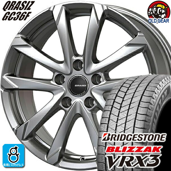 215/50R17 ブリヂストン ブリザック VRX3 スタッドレスタイヤホイール 新品 4本セット KITジャパン クレイシズ GC36F ブライトシルバー(BSL) 17インチ 5H100 組込みバランス調整済み taiya｜オールドギア店