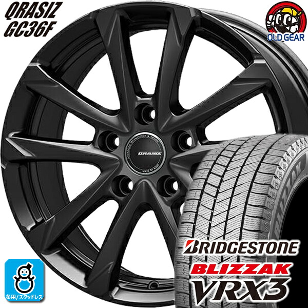 215/50R17 ブリヂストン ブリザック VRX3 スタッドレスタイヤホイール 新品 4本セット KITジャパン クレイシズ GC36F グロッシーブラック(GBK) 17インチ 5H100 組込みバランス調整済み taiya|オールドギア店