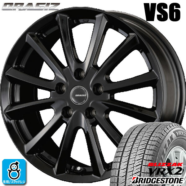 【2022～2023年製】235/50R18 97Q ブリヂストン ブリザック VRX2 BRIDGESTONE BLIZZAK VRX2 新品 スタッドレスタイヤ ホイール4本セット KITジャパン クレイシズ VS6 18インチ 5H114.3 ブラック 組込み済 バランス調整済