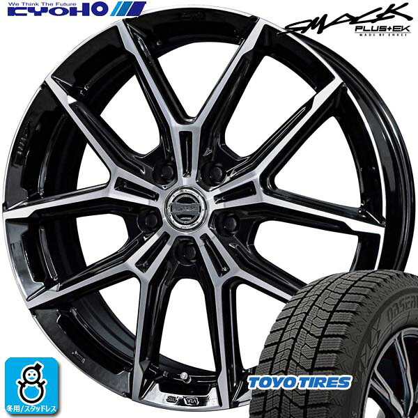 【2022～2023年製】185/60R15 84Q トーヨー オブザーブ ギズ2 TOYO OBSERVE GIZ2 新品 スタッドレスタイヤ ホイール4本セット 共豊コーポレーション スマック SMACK+EK M1 15インチ 6.0J 5H100 グロスブラックポリッシュ 組込み済 バランス調整済