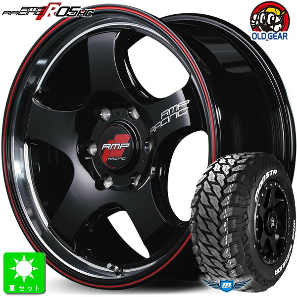 LT215/70R16 107/105Qモンスタタイヤ マッドウォーリア M/T ホワイトレター新品 サマータイヤ ホイール4本セットRMPレーシング 05HC 16インチ 6.5J 6H139.7BKリムVP/レッドライン組込み済 バランス調整済 taiya|オールドギア店