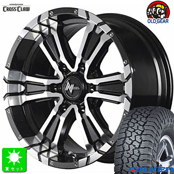 195/80R15 107/105 ファルケン ワイルドピーク A/T3W 新品 サマータイヤ ホイール4本セット ナイトロパワー クロスクロウ CROSS CLAW 15インチ 6.0J 6H139.7 ブラックメタリック+ミラーカット 組込み済 バランス調整済 taiya