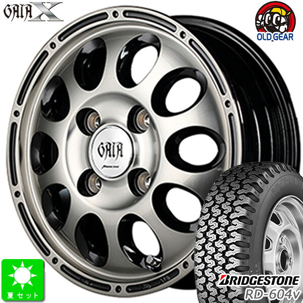 145/80R12 80/78(145R12 6PR)ブリヂストン BRIDGESTONE RD-604V新品 サマータイヤ ホイール4本セットガイア クロス GAIA X12インチ 4.0J 4H100ブラックポリッシュ/ブラッククリア taiya｜オールドギア店 40,105円
