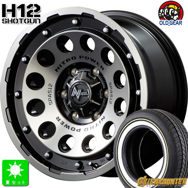 215/65R16C 109/107オーレンカウンター クラシックオーバルホワイトリボン新品 サマータイヤ ホイール4本セットナイトロパワー H12 ショットガンNITROPOWER H12 SHOTGUN16インチ 6.5J 6H139.7BC/MC組込み済 バランス調整済 taiya｜オールドギア店