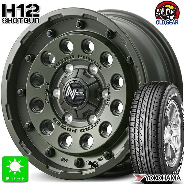 215/65R16C 109/107 ヨコハマ パラダ PA03 ホワイトレター 新品 サマータイヤ ホイール4本セット ナイトロパワー H12 ショットガン 16インチ 6.5J 6H139.7 セミグロスODグリーン 組込み済 バランス調整済 taiya