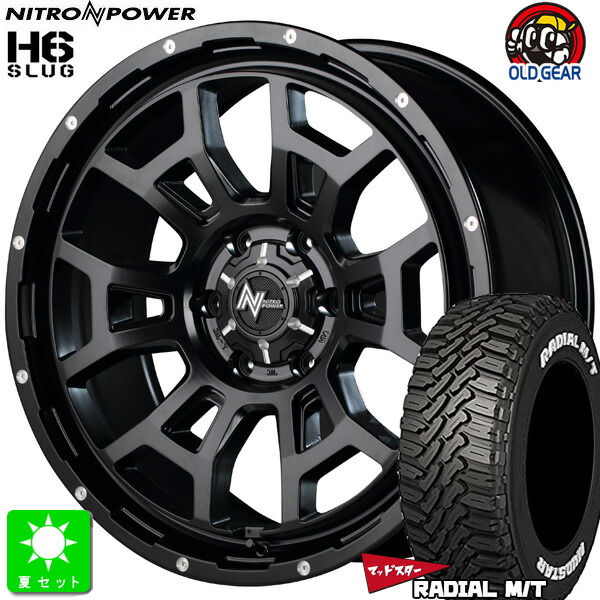 215/60R17 109/107 マッドスター MUDSTAR RADIAL M/T ホワイトレター 新品 サマータイヤ ホイール4本セット ナイトロパワー NITRO POWER H6 SLUG 17インチ 6.5J 6H139.7 SGBK/MC 組込み済 バランス調整済 taiya 182,400円