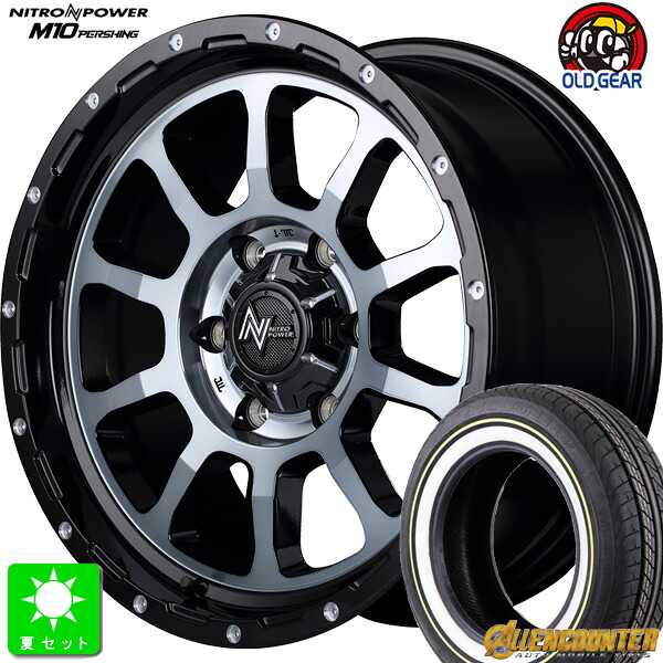 215/65R16C 109/107Tオーレンカウンター クラシックオーバル ホワイトリボン新品 サマータイヤ ホイール4本セットナイトロパワー NITRO POWER M10 PERSHING16インチ 6.5J 6H139.7BK/DC+MC/BC組込み済 バランス調整済 taiya|オールドギア店