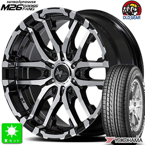 215/65R16C 109/107 ヨコハマ パラダ PA03 ホワイトレター 新品 サマータイヤ ホイール4本セット ナイトロパワー NITRO POWER M26 CROSS FANG 16インチ 6.5J 6H139.7 BM/MC 組込み済 バランス調整済 taiya