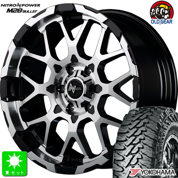 LT215/70R16 100/97Q ヨコハマ ジオランダー M/T G003 新品 サマータイヤ ホイール4本セット ナイトロパワー NITRO POWER M28 BULLET 16インチ 6.5J 6H139.7 BK/MC 組込み済 バランス調整済 taiya