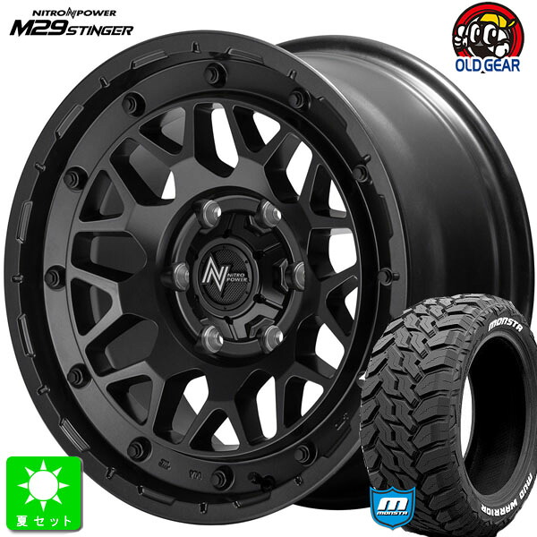 LT215/70R16 107/105Q モンスタタイヤ マッドウォーリア M/T ホワイトレター 新品 サマータイヤ ホイール4本セット ナイトロパワー NITRO POWER M29 STINGER 16インチ 6.5J 6H139.7 バレルBK 組込み済 バランス調整済 taiya