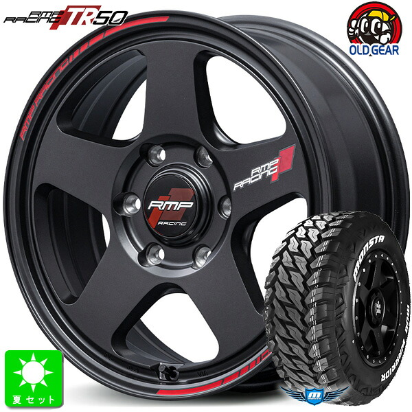 LT215/70R16 107/105Q モンスタタイヤ マッドウォーリア M/T ホワイトレター 新品 サマータイヤ ホイール4本セット RMPレーシング TR50 16インチ 6.5J 6H139.7 ターマックブラック 組込み済 バランス調整済 taiya