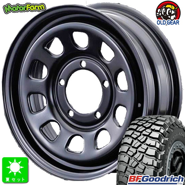 LT205/80R16 111/108QBF Goodrich Mud-Terrain T/A KM3新品 サマータイヤ ホイール4本セットモーターファーム FARM デイトナ16インチ 5.5J 5H139.7ブラック組込み済 バランス調整済 taiya|オールドギア店