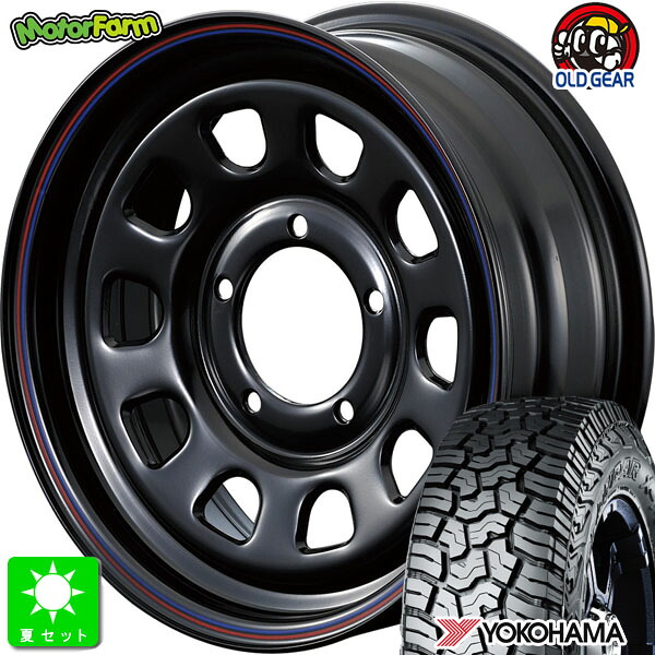 195R16C 104/102Q ヨコハマ ジオランダー X-AT G016 新品 サマータイヤ ホイール4本セット モーターファーム FARM デイトナ 16インチ 6.0J 5H139.7 ブラック レッド＆ブルーライン 組込み済 バランス調整済 taiya