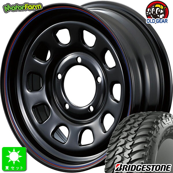 LT225/75R16 110/107Q ブリヂストン デューラー M/T 674 新品 サマータイヤ ホイール4本セット モーターファーム FARM デイトナ 16インチ 6.0J 5H139.7 ブラック レッド＆ブルーライン 組込み済 バランス調整済 taiya