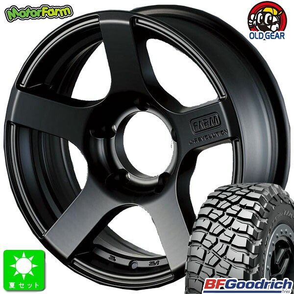 LT205/80R16 111/108QBF Goodrich Mud-Terrain T/A KM3新品 サマータイヤ ホイール4本セットモーターファーム FARM J-REVOLUTION16インチ 5.5J 5H139.7マットブラック組込み済 バランス調整済 taiya|オールドギア店