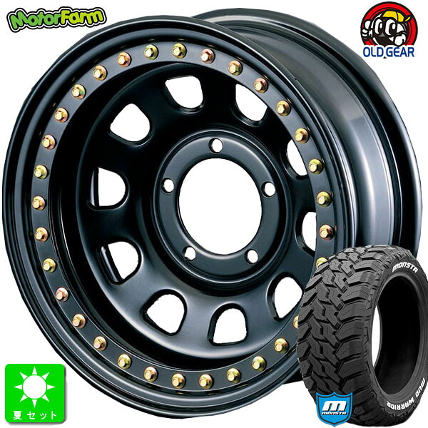 LT235/70R16 104/101Q モンスタタイヤ マッドウォーリア ホワイトレター 新品 サマータイヤ ホイール4本セット モーターファーム ロックマスター RB 16インチ 6.0J 5H139.7 ブラック 組込み済 バランス調整済 taiya
