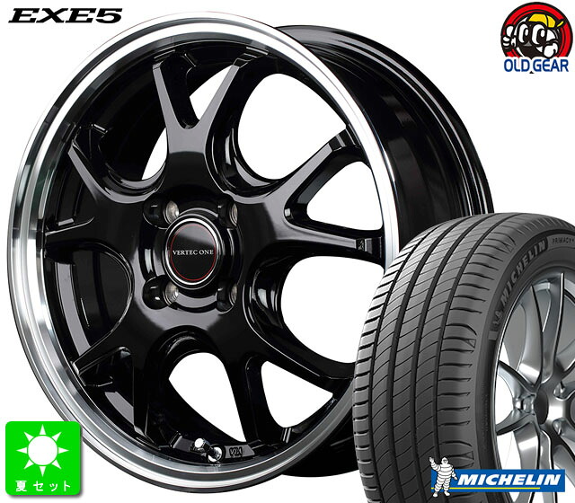 195/65R16 ミシュラン プライマシー4 新品 サマータイヤホイール 4本セット ヴァーテックワン EXE5 16インチ 6.0J 4H100 グロッシーブラック/リムポリッシュ ライズ ロッキー taiya