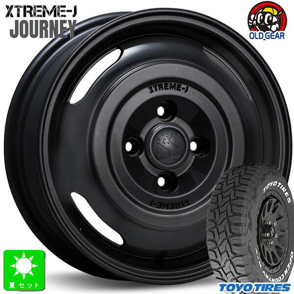 165/80R14 97/95N トーヨー オープンカントリー R/T ホワイトレター新品 サマータイヤ ホイール4本セットMLJ XTREME-J JOURNEY ジャーニー14インチ 4.5J 4H100サテンブラック組込み済 バランス調整済 taiya|オールドギア店