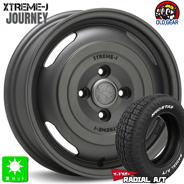 155/65R14マッドスター MUDSTAR RADIAL A/Tホワイトレター新品 サマータイヤ ホイール4本セットMLJ XTREME-J JOURNEY ジャーニー14インチ 4.5J 4H100ガンブラック組込み済 バランス調整済 taiya|オールドギア店
