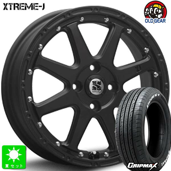 145/80R12 80/78(145R12 6PR) グリップマックス GRIPMAX STATURE HC-V ホワイトレター 新品 サマータイヤ ホイール4本セット MLJ XTREME-J エクストリームJ 12インチ 4.00B 4H100 フラットブラック 組込み済 バランス調整済 taiya