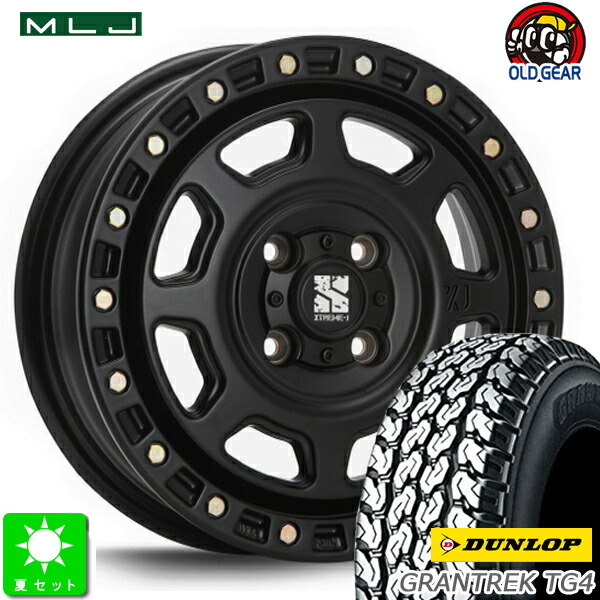 145R13 6PR(145/80R13 82/80) ダンロップ グラントレック TG4 新品 サマータイヤ ホイール4本セット MLJ XTREME-J XJ07 13インチ 4.0J 4H100 サテンブラック 組込み済 バランス調整済 taiya
