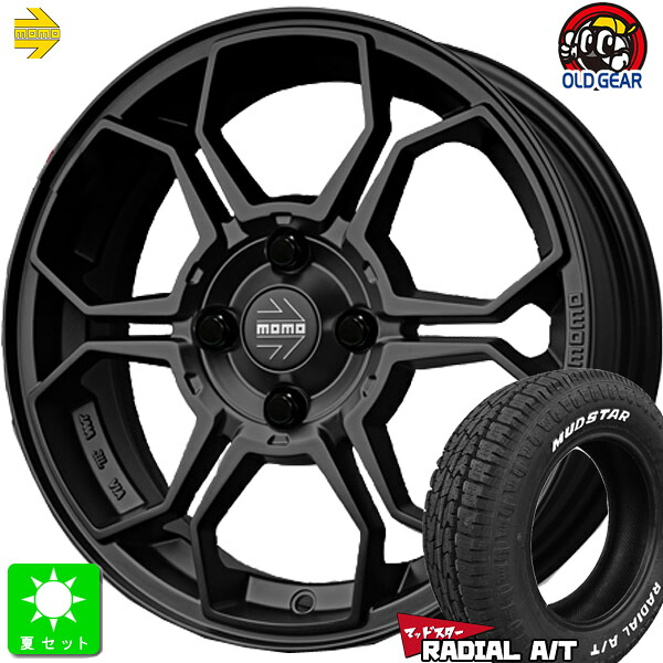 165/60R15 マッドスター MUDSTAR RADIAL A/T ホワイトレター 新品 サマータイヤ ホイール4本セット MOMO VEGA K モモ ベガケー 15インチ 5.0J 4H100 マットブラック 組込み済 バランス調整済 taiya