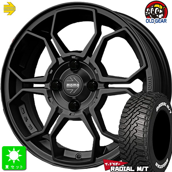 165/65R15 マッドスター MUDSTAR RADIAL M/T ホワイトレター 新品 サマータイヤ ホイール4本セット MOMO VEGA K モモ ベガケー 15インチ 5.0J 4H100 マットブラック 組込み済 バランス調整済 taiya