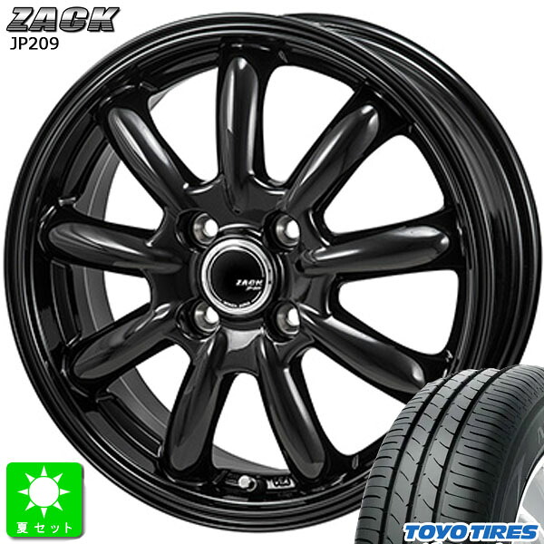 165/55R14 トーヨー ナノエナジー 3 新品 サマータイヤ ホイール4本セット ザック ZACK JP209 14インチ 4.5J 4H100 グロスブラック 組込み済 バランス調整済 taiya