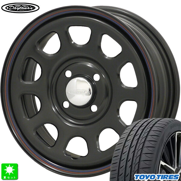 165/65R14 79H トーヨー プロクセス CF3 TOYO PROXES CF3 新品 サマータイヤ ホイール4本セット MRT デイトナ'S Daytona'S G2 14インチ 5.0J 4H100 ブラック 組込み済 バランス調整済 39,520円