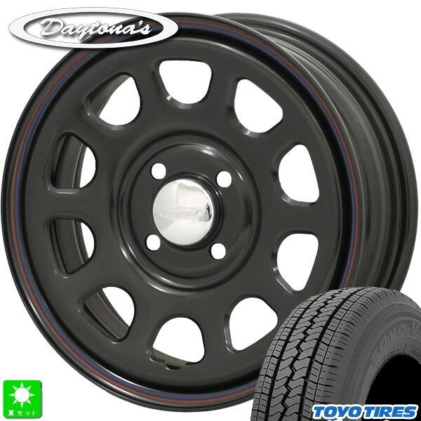 145/80R12 80/78(145R12 6PR) トーヨー TOYO V02e 新品 サマータイヤ ホイール4本セット MRT デイトナ'S Daytona'S G2 12インチ 4.00B 4H100 ブラック 組込み済 バランス調整済