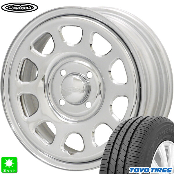 165/65R14 79H トーヨー ナノエナジー3+ TOYO Nano Energy3 Plus 新品 サマータイヤ ホイール4本セット MRT デイトナ'S Daytona'S G2 14インチ 5.0J 4H100 クローム 組込み済 バランス調整済