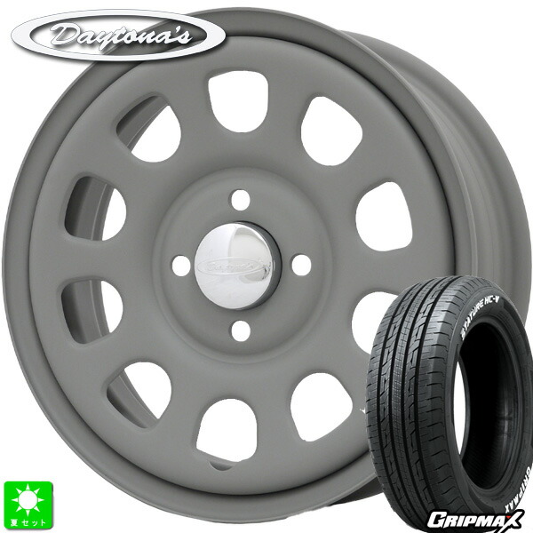 145/80R12 80/78(145R12 6PR) グリップマックス GRIPMAX STATURE HC-V ホワイトレター 新品 サマータイヤ ホイール4本セット MRT デイトナ'S Daytona'S G2 12インチ 4.00B 4H100 マットグレー 組込み済 バランス調整済