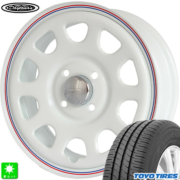 155/65R14 75S トーヨー ナノエナジー3 TOYO Nano Energy3 新品 サマータイヤ ホイール4本セット MRT デイトナ’S G2 Daytona'S G2 14インチ 5.0J 4H100 ホワイト 組込み済 バランス調整済