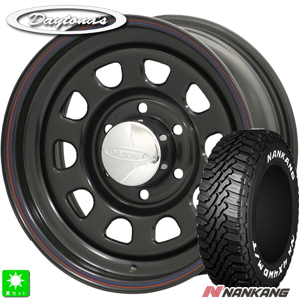 215/60R17C 109/107Qナンカン NANAKANG FT-9 ホワイトレター新品 サマータイヤ ホイール4本セットMRT デイトナズ Daytona'S17インチ 6.5J 6H139.7ブラック組込み済 バランス調整済｜オールドギア店