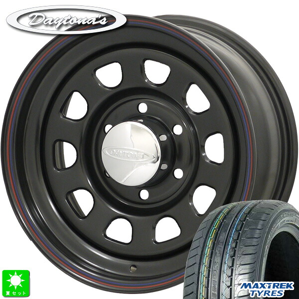215/60R17C 109/107Nマックストレック MAXTREK MAXIMUS M1(LT)新品 サマータイヤ ホイール4本セットMRT デイトナズ Daytona'S17インチ 6.5J 6H139.7ブラック組込み済 バランス調整済|オールドギア店
