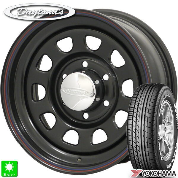 215/60R17C 109/107S ヨコハマ パラダ PA03 ホワイトレター 新品 サマータイヤ ホイール4本セット MRT デイトナズ Daytona'S 17インチ 6.5J 6H139.7 ブラック 組込み済 バランス調整済