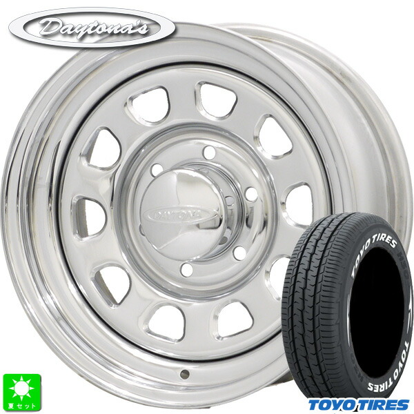 215/60R17C 109/107R トーヨー TOYO H30 ホワイトレター 新品 サマータイヤ ホイール4本セット MRT デイトナズ Daytona'S 17インチ 6.5J 6H139.7 クローム 組込み済 バランス調整済