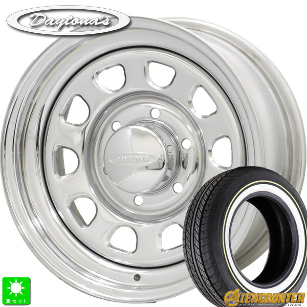 215/65R16C 109/107 オーレンカウンター クラシックオーバル ホワイトリボン 新品 サマータイヤ ホイール4本セット MRT デイトナズ Daytona'S 16インチ 7.0J +19 6H139.7 クローム 組込み済 バランス調整済
