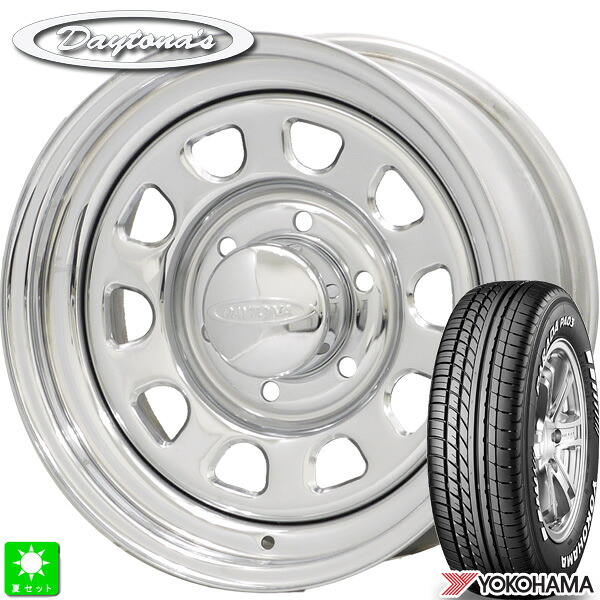 215/60R17C 109/107Sヨコハマ パラダ PA03ホワイトレター新品 サマータイヤ ホイール4本セットMRT デイトナズ Daytona\'S17インチ 6.5J 6H139.7クローム組込み済 バランス調整済|オールドギア店