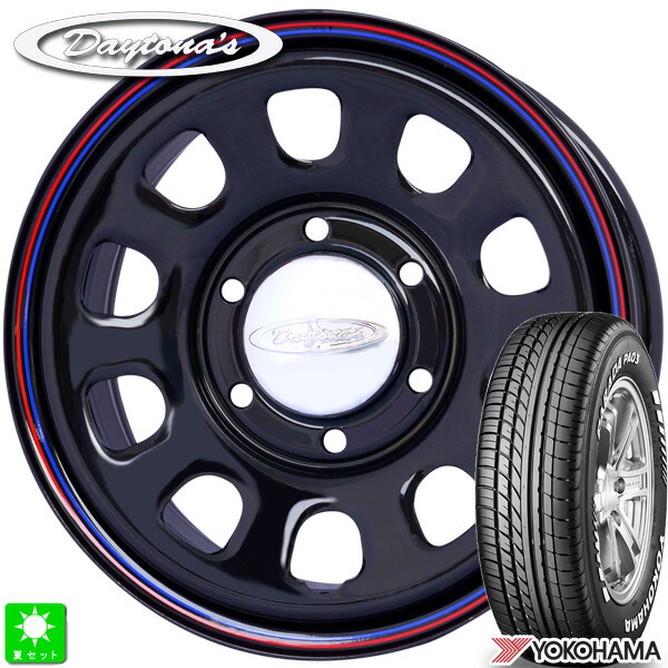 215/65R16C 109/107ヨコハマ パラダ PA03ホワイトレター新品 サマータイヤ ホイール4本セットMRT デイトナズ Daytona'S G216インチ 6.5J 6H139.7ブラック組込み済 バランス調整済｜オールドギア店
