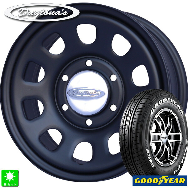 215/65R16C 109/107グッドイヤー ナスカー プラスホワイトレター新品 サマータイヤ ホイール4本セットMRT デイトナズ Daytona'S G216インチ 6.5J 6H139.7マットブラック組込み済 バランス調整済|オールドギア店