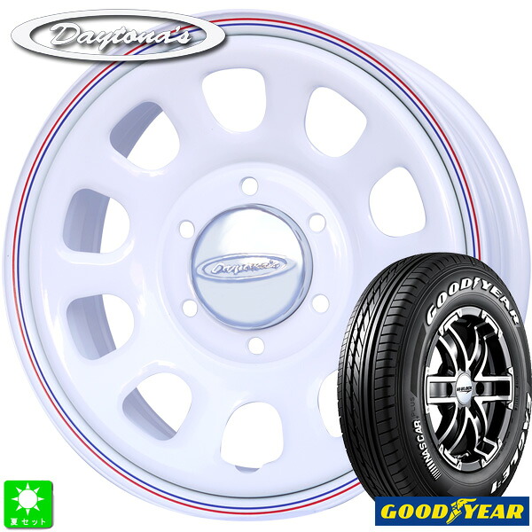 215/65R16C 109/107グッドイヤー ナスカー プラスホワイトレター新品 サマータイヤ ホイール4本セットMRT デイトナズ Daytona'S G216インチ 6.5J 6H139.7ホワイト組込み済 バランス調整済|オールドギア店