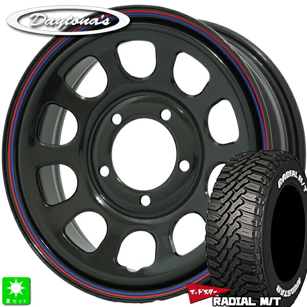 215/70R16 100T マッドスター MUDSTAR RADIAL M/T ホワイトレター 新品 サマータイヤ ホイール4本セット MRT デイトナ'S Daytona'S G2 16インチ 5.5J 5H139.7 ブラック 組込み済 バランス調整済