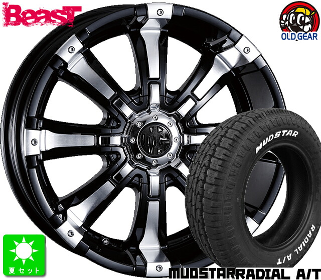 145/80R12 80/78(145R12 6PR)マッドスター RADIAL A/Tホワイトレター新品 サマータイヤ ホイール4本セットクリムソン MG ビースト12インチ 4.0J 4H100ブラックポリッシュ taiya|オールドギア店