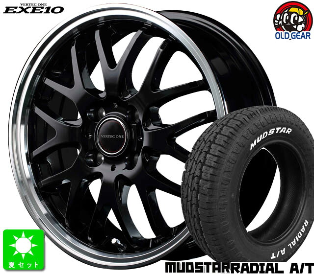 215/65R16 マッドスター RADIAL A/T ホワイトレター 新品 サマータイヤホイール 4本セット ヴァーテックワン EXE10 16インチ 6.0J 4H100 グロッシーブラック/リムポリッシュ ライズ ロッキー taiya