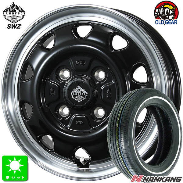 155/65R14ナンカン NANKANG RX615 ホワイトリボン新品 サマータイヤ ホイール4本セットトピー ランドフット SWZ14インチ 4.5J 4H100グロスブラックリムポリッシュ taiya｜オールドギア店